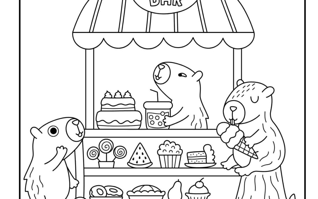 Happy Birthday Capybara Coloring Page - Little Sprout Art + Learning Lab