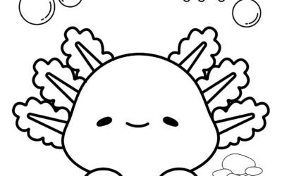 Adorable Kawaii Axolotl Coloring Page