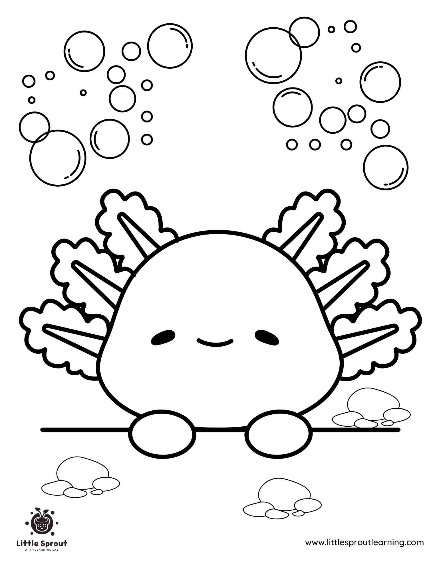 Adorable Kawaii Axolotl Coloring Page