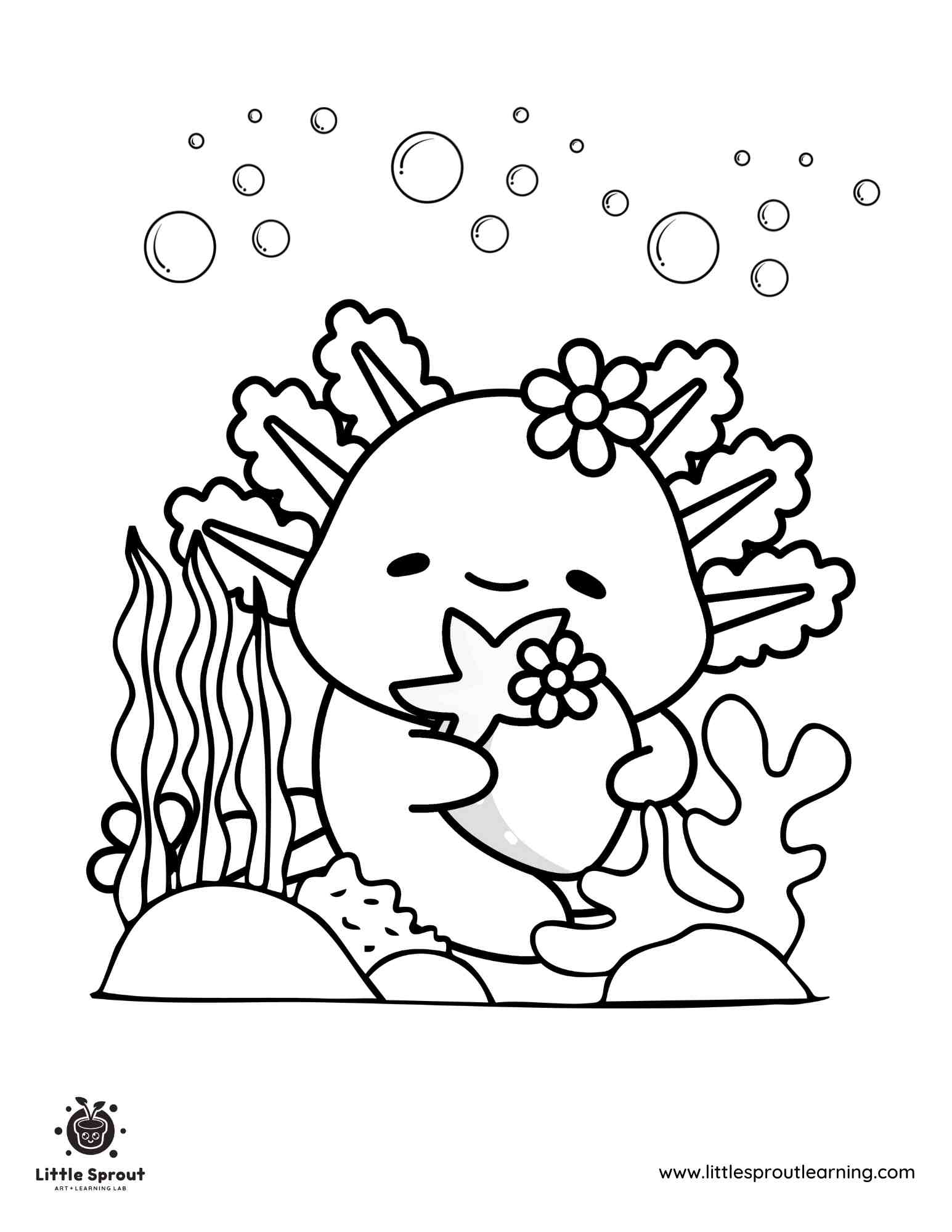 Axoltl Coloring Page for Toddlers