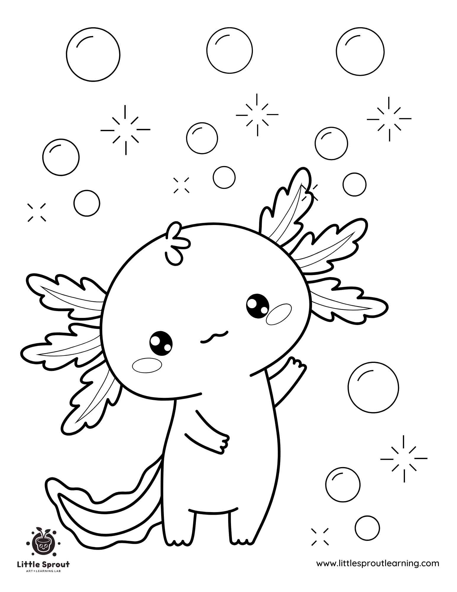 Bubble Axolotl Coloring Page