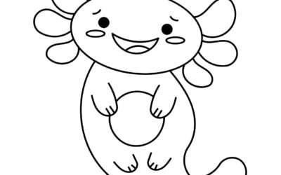 Cute Axolotl Coloring Page for Kids