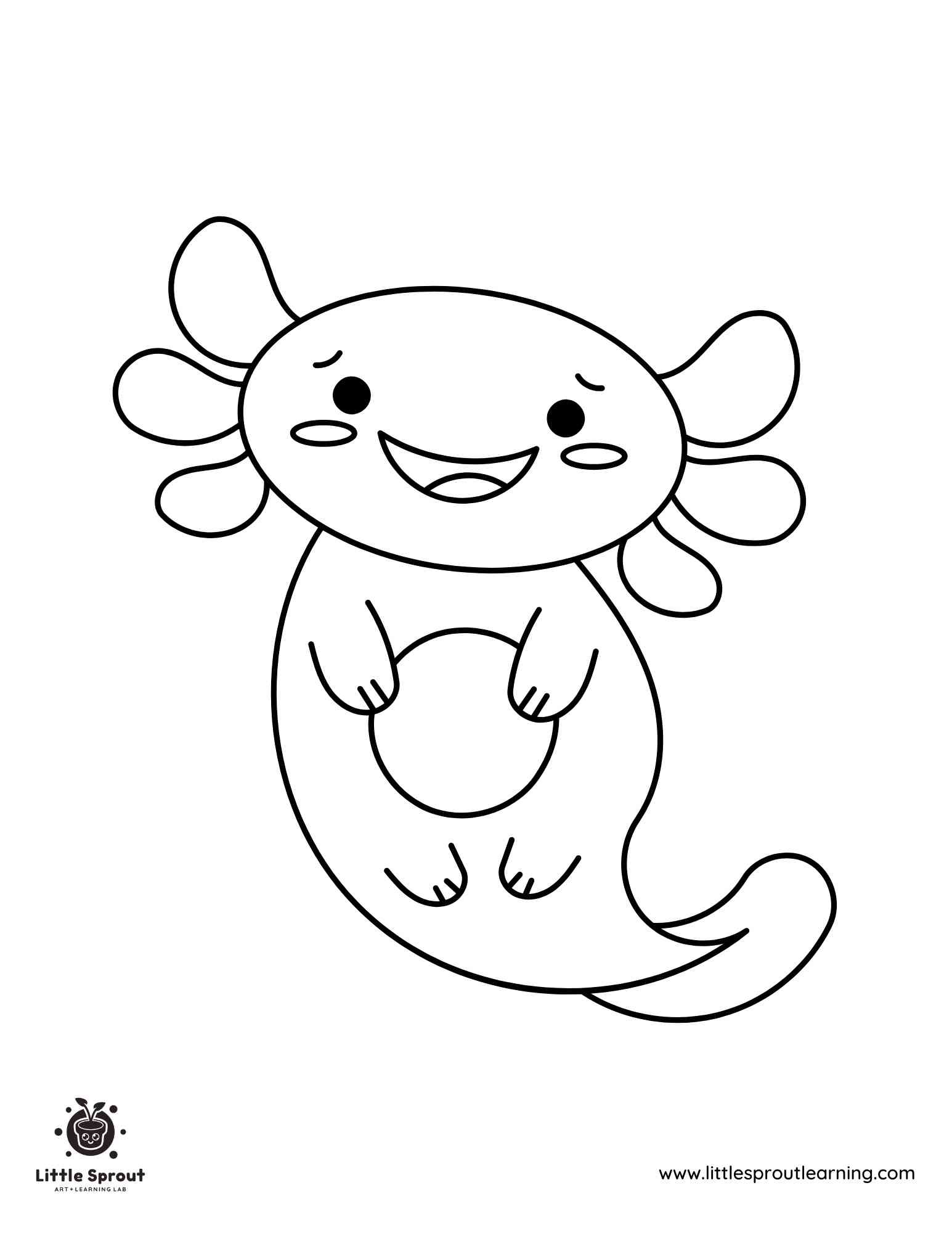 Cute Axolotl Coloring Page for Kids
