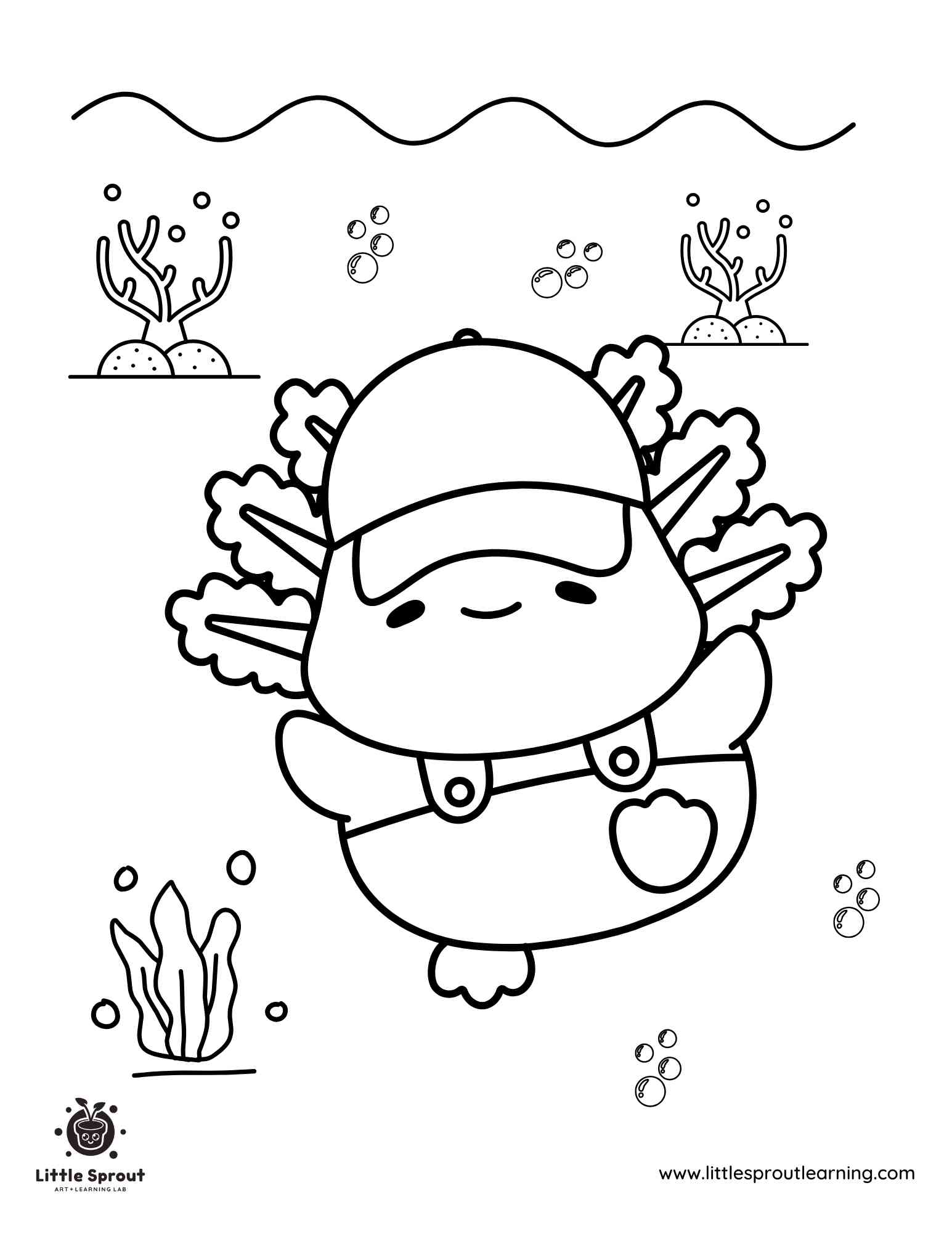 Dancing Axolotl Coloring Page