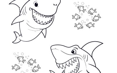 Fish and Sharks Coloring Page