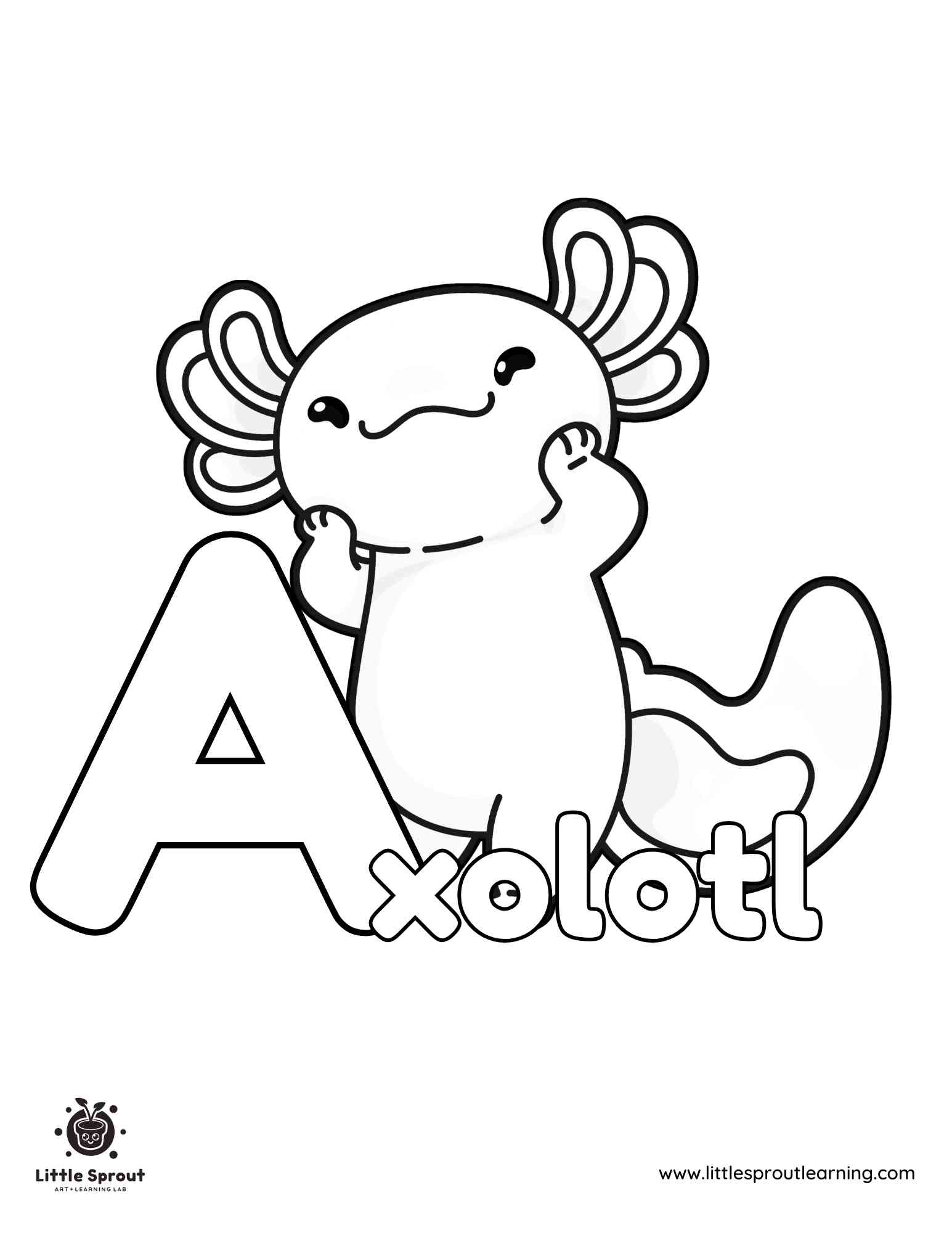 Free Axolotl Coloring Page