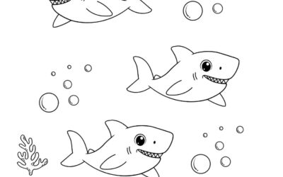 Group of Sharks Coloring Page