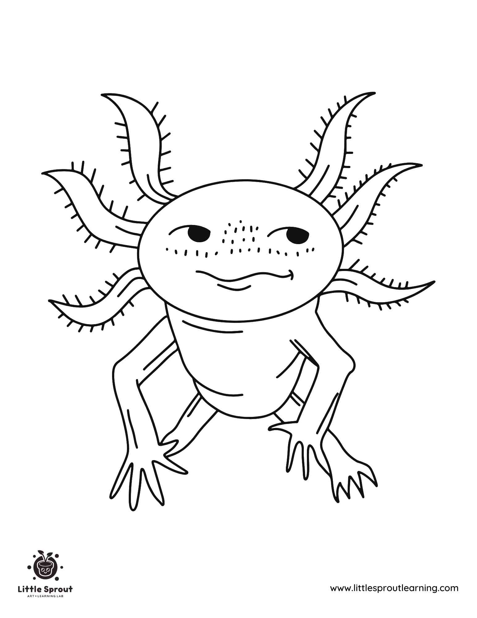 Grumpy Axolotl Coloring Page