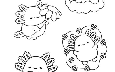 Kawaii Axolotl Coloring Page