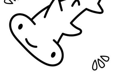Kawaii Hammer Head Shark Coloring Page