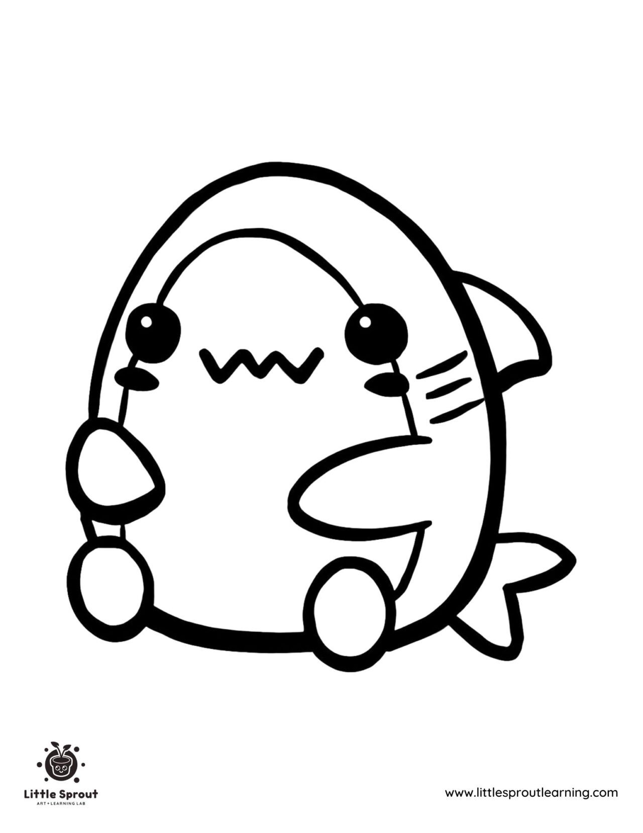 Kawaii Shark Coloring Page - Little Sprout Art + Learning Lab