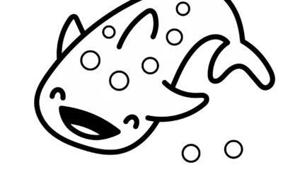 Kawaii Whale Shark Coloring Page