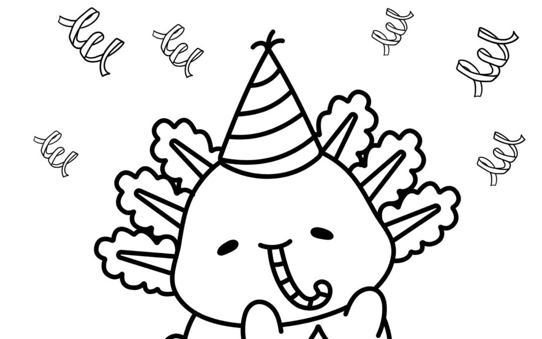Party Axolotl Coloring Page