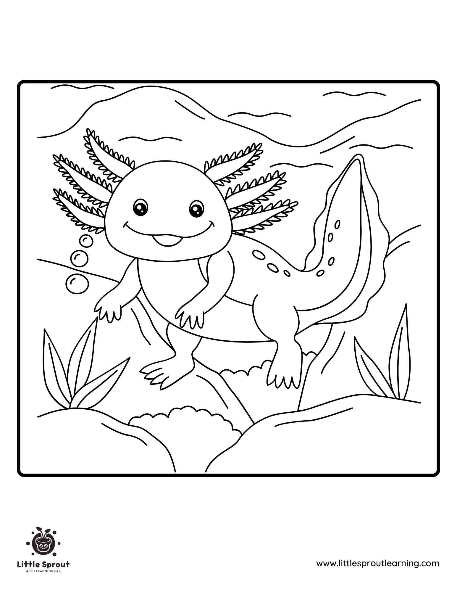 Printable Axolotl Coloring Page