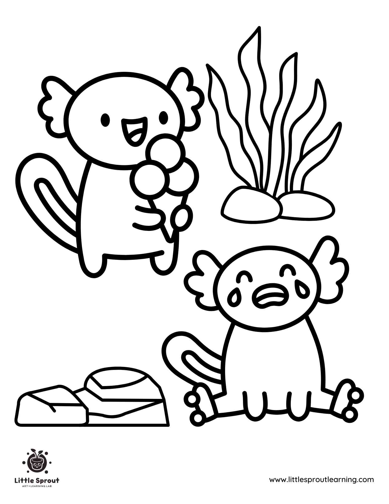 Silly Axolotl Coloring Page