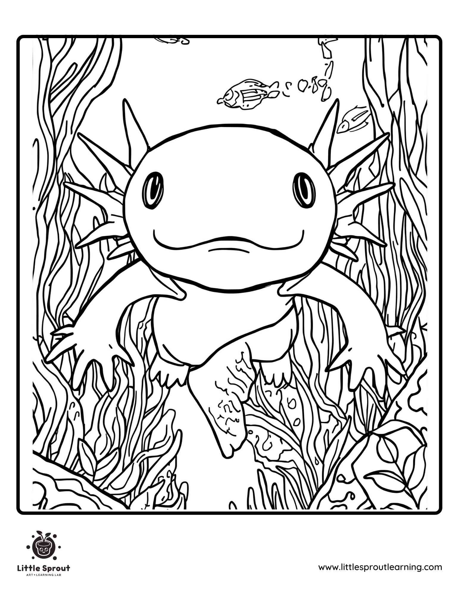 Swimming Axolotl Coloring Page