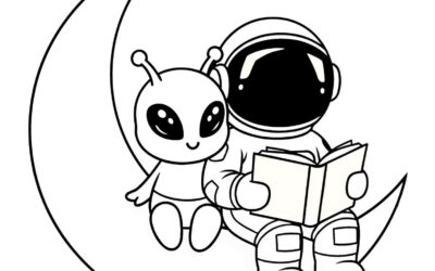 Alien Friend Astronaut Coloring Page