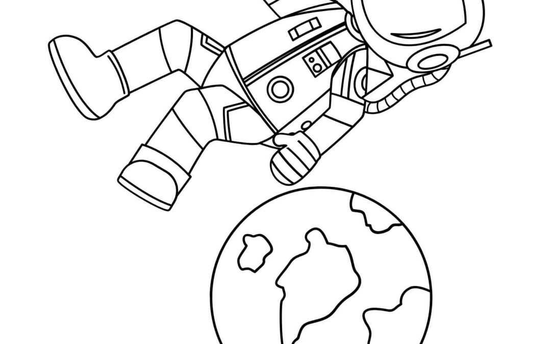 Astronaut Floating Coloring Page