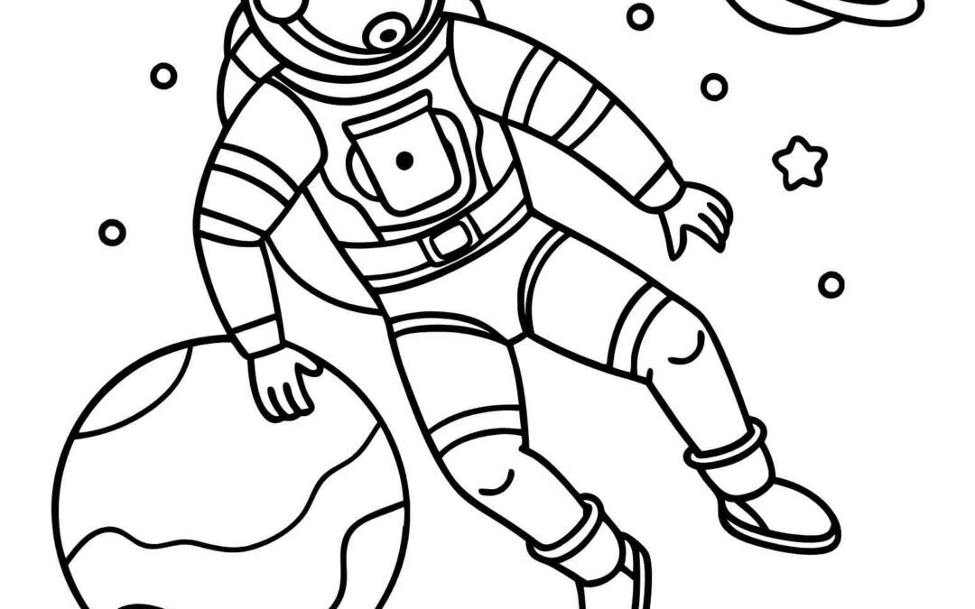 Astronaut in Space Coloring Page