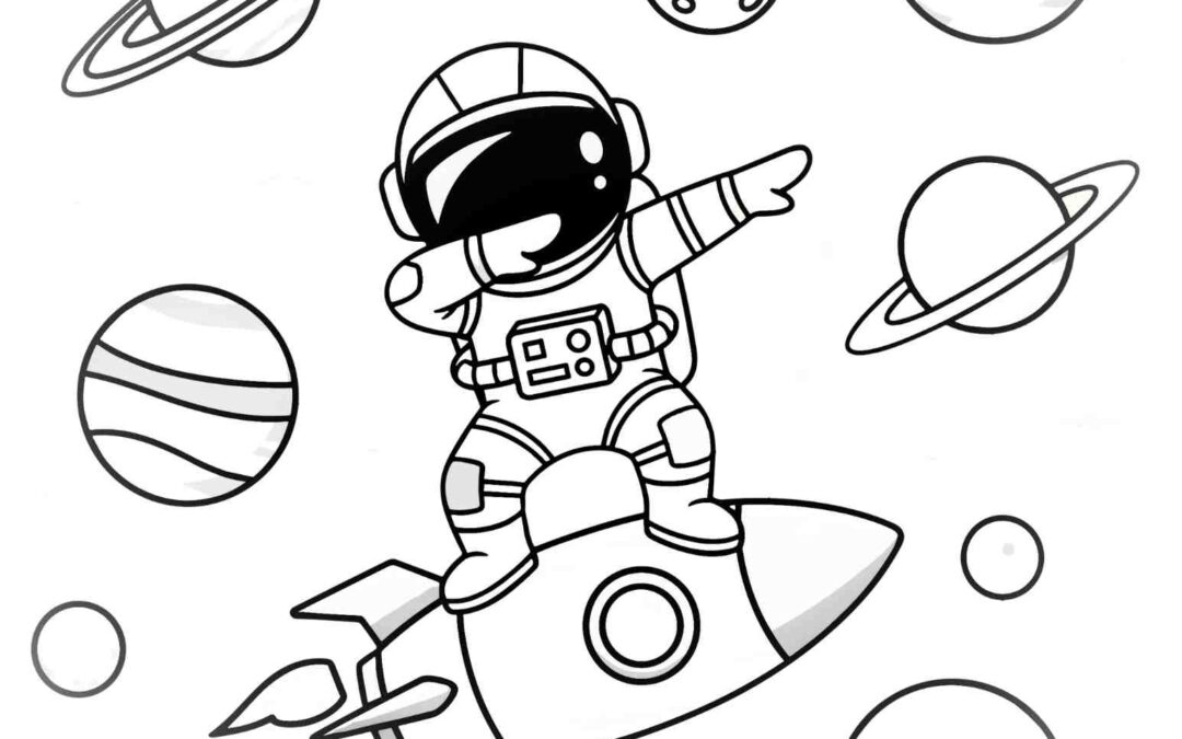 Dancing Astronaut Coloring Page