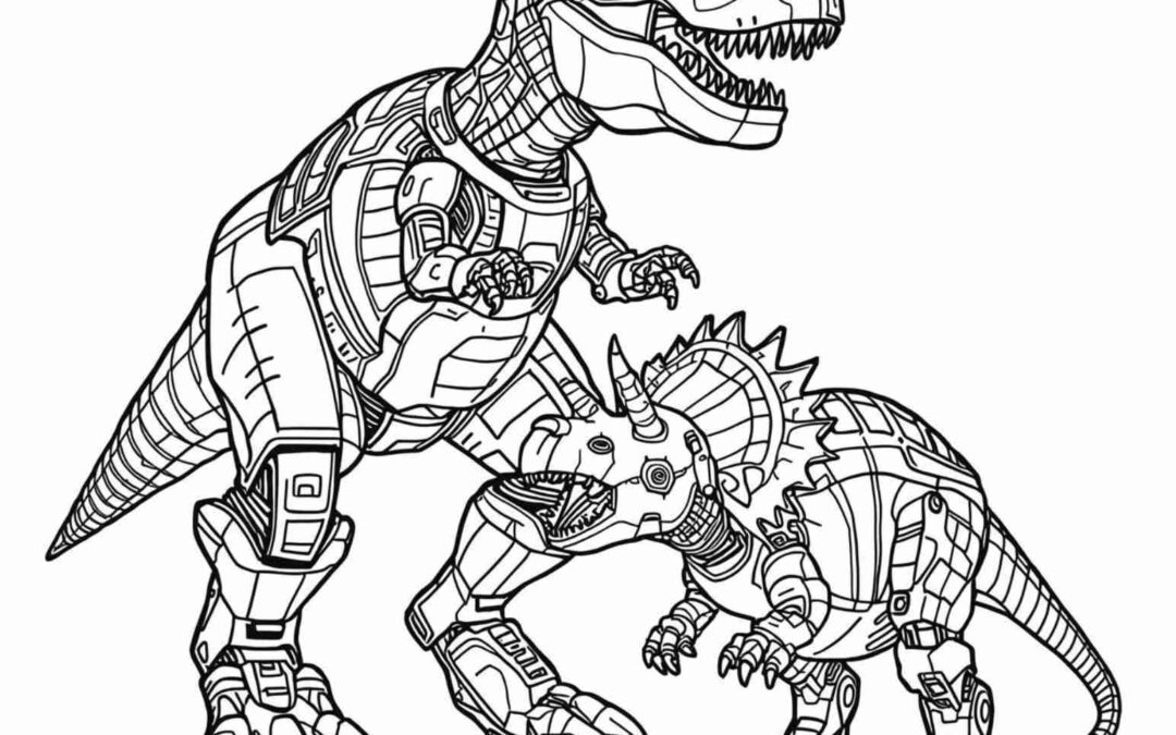 Dinosaur Robot Coloring Page