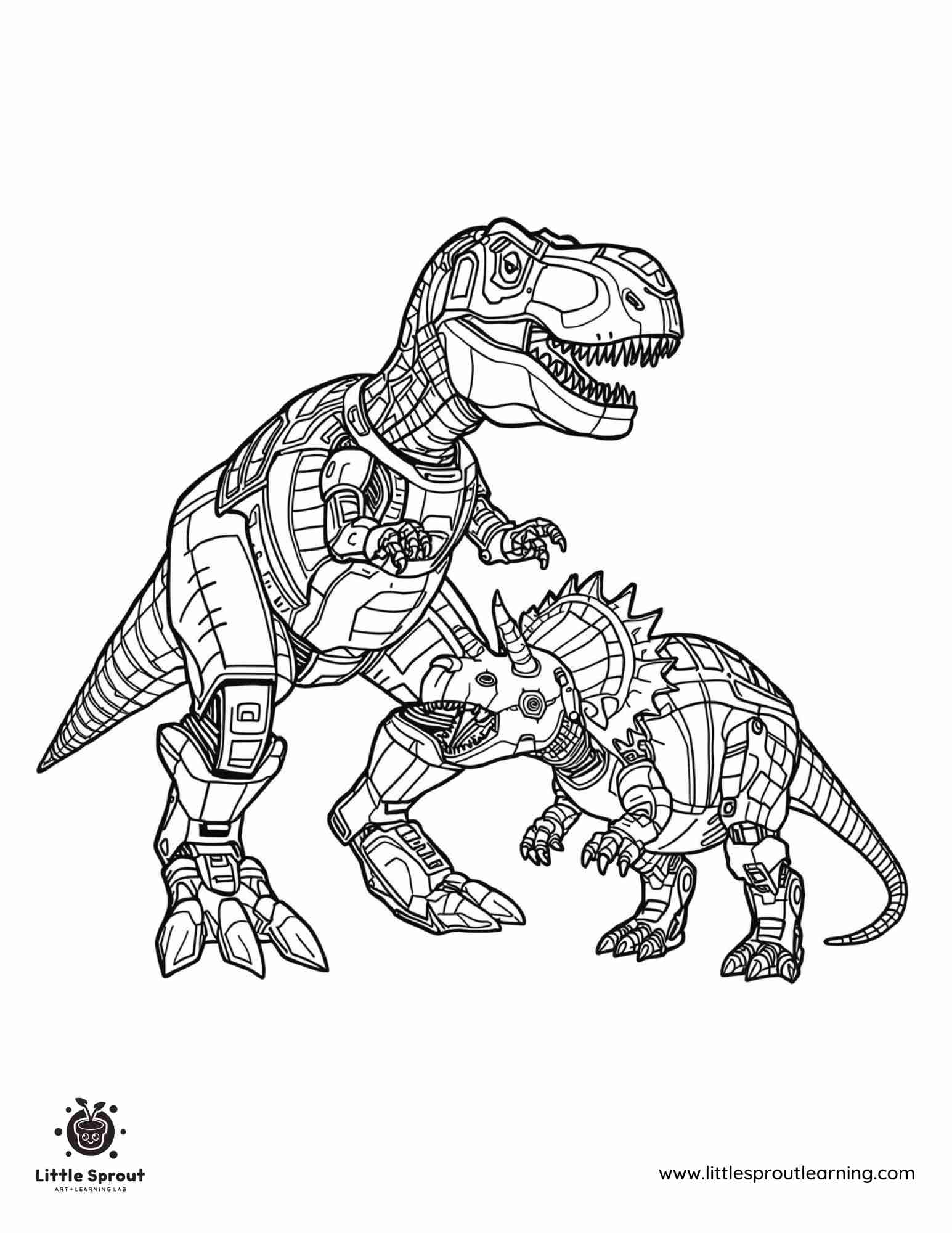 Dinosaur Robot Coloring Page