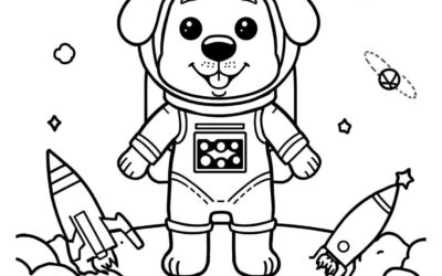Dog Astronaut Coloring Page