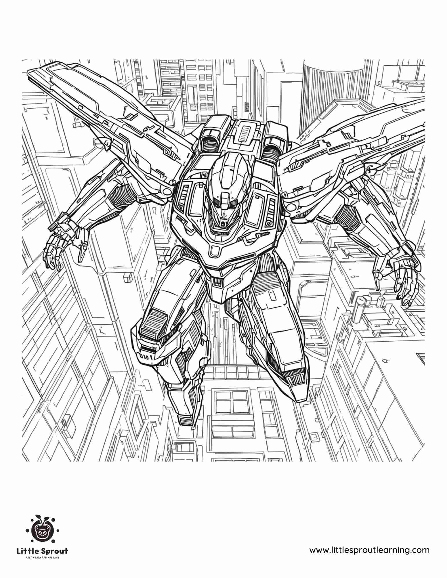 Flying Robot Coloring Page