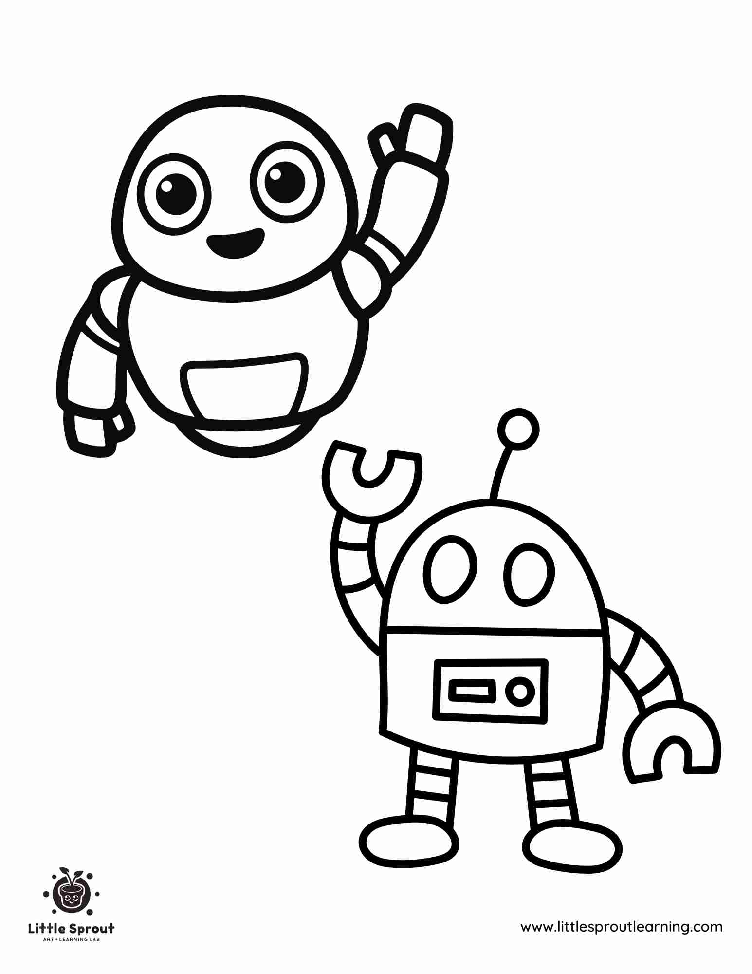 Friendly Robot Coloring Page