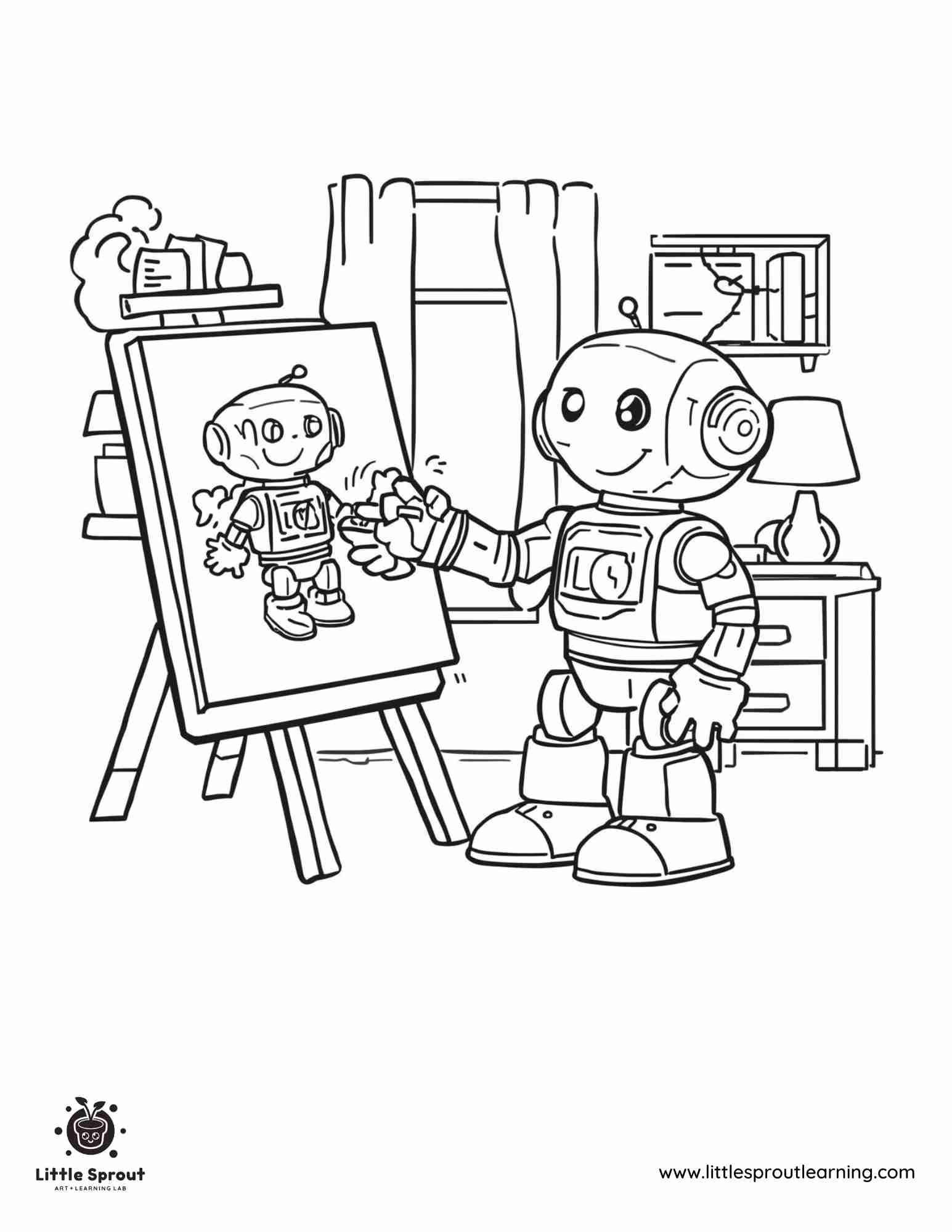Painting Robot Coloring Page