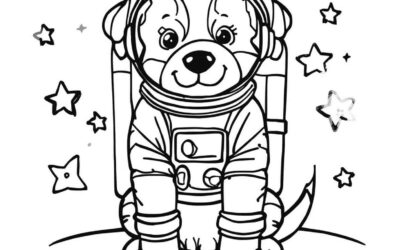 Puppy Astronaut Coloring Page
