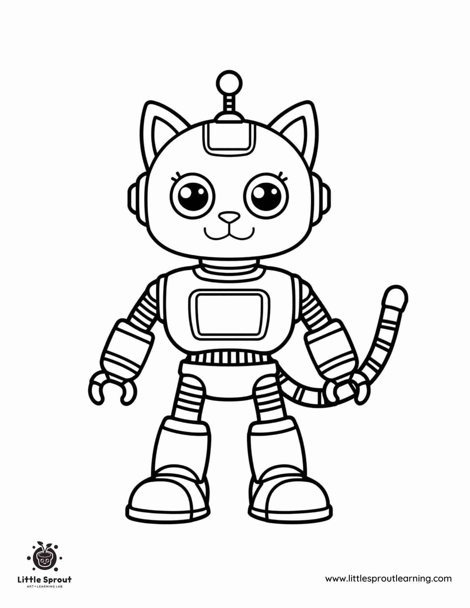 Robot Cat Coloring Page