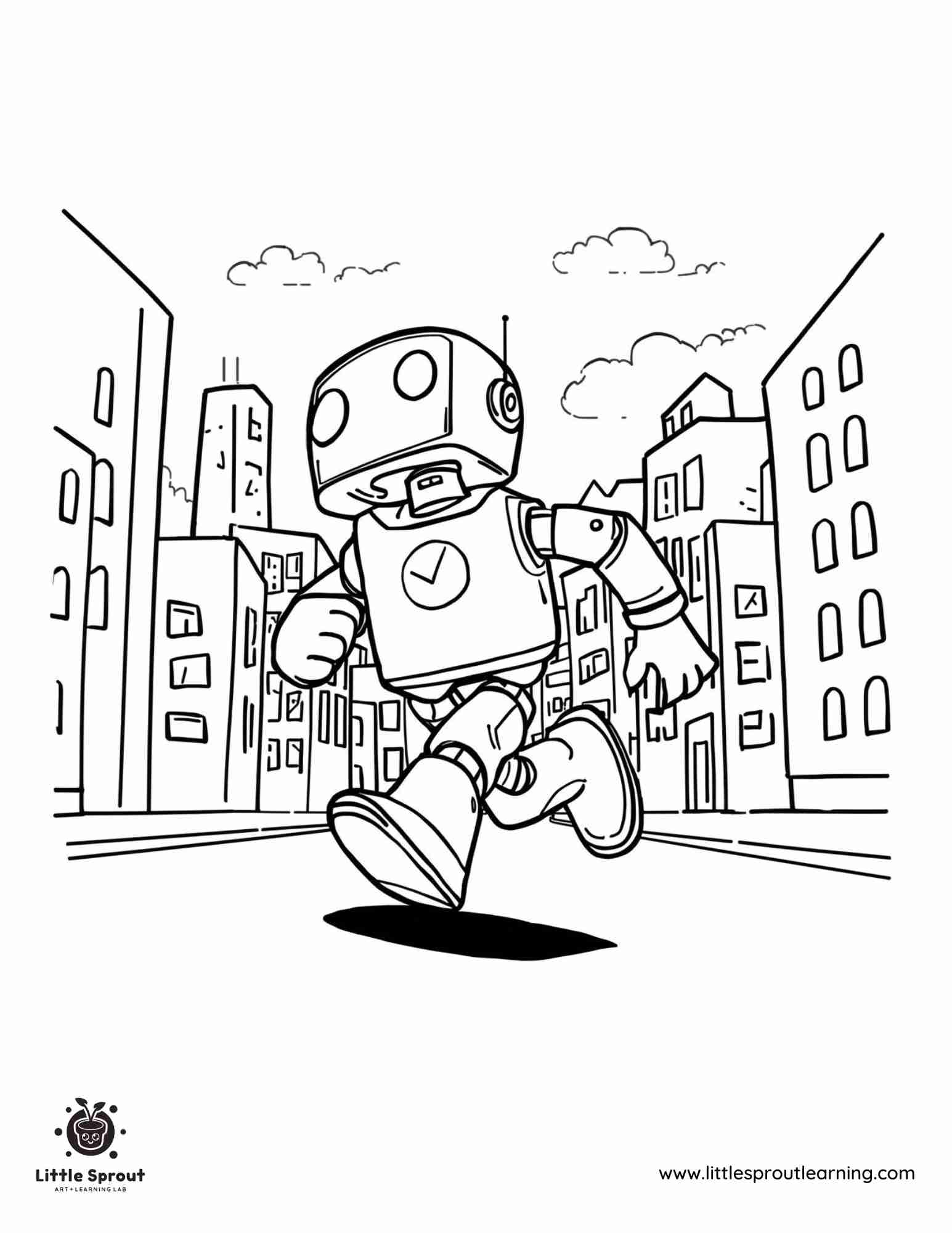 Running Robot Coloring Page