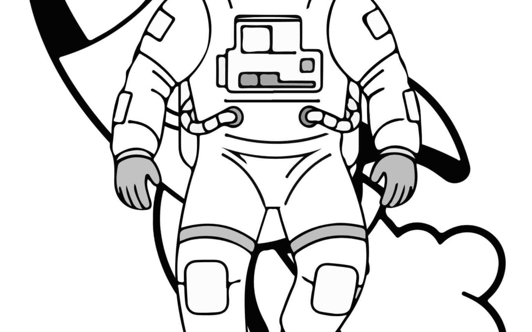 Spaceship and Astronaut Coloring Page