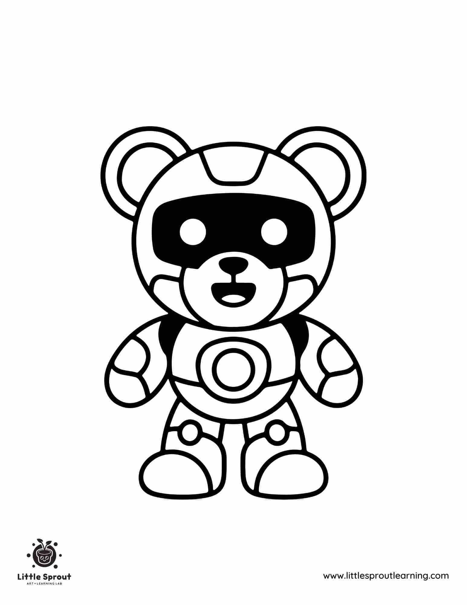 Teddy Bear Robot Coloring Page