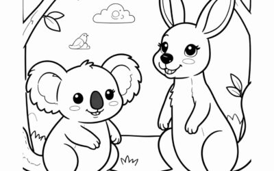 Koala and Kangaroo Coloring Page