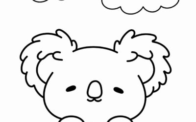 Peekaboo Kawaii Koala Coloring Page