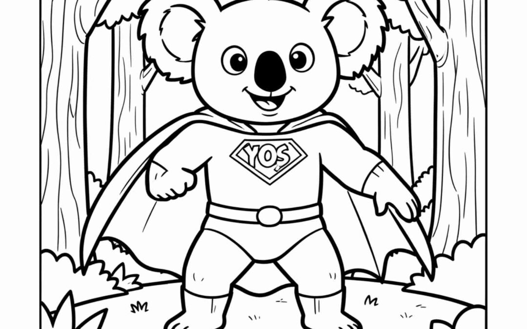 Superhero Koala Coloring Page