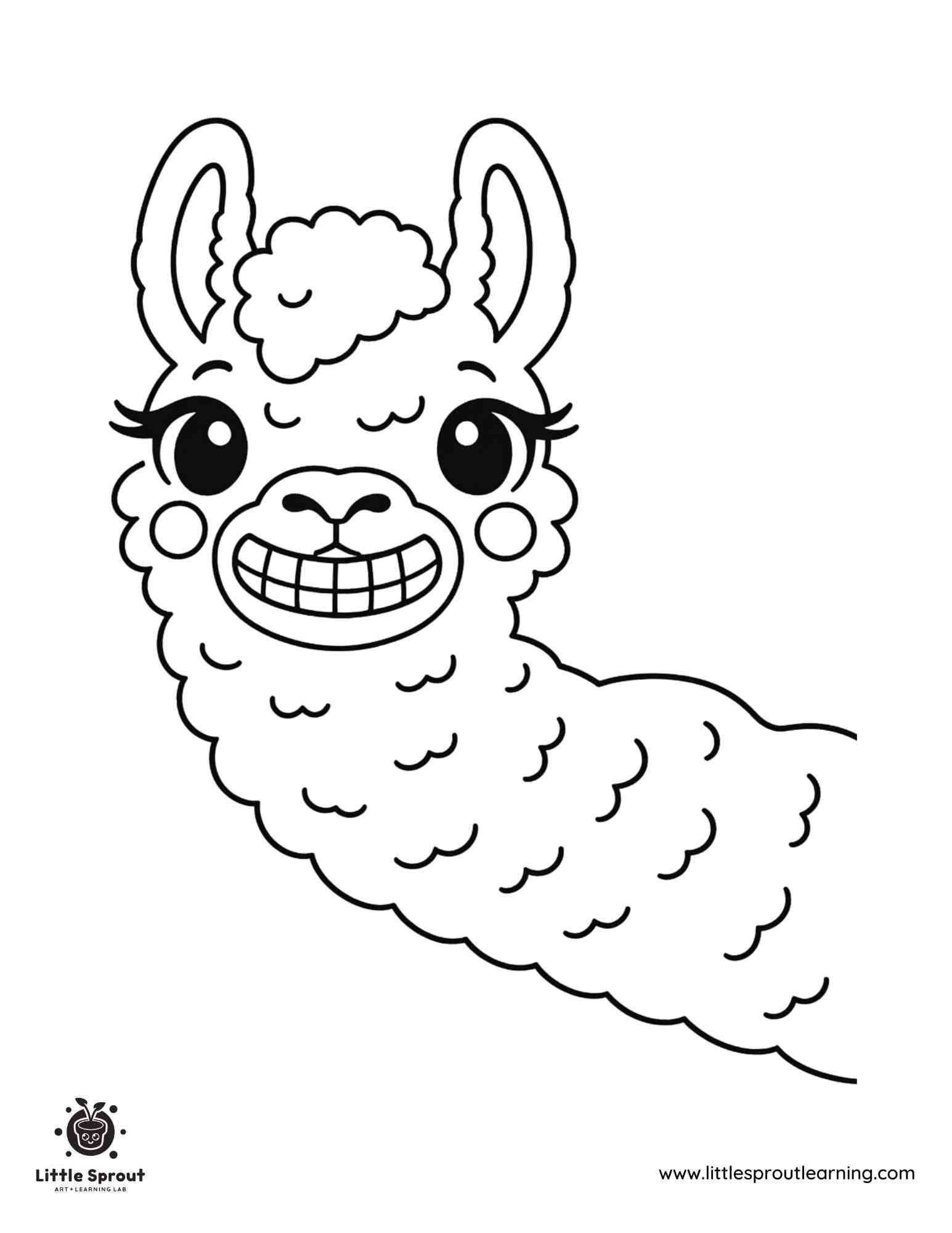 Cartoon Llama Coloring Page - Little Sprout Art + Learning Lab