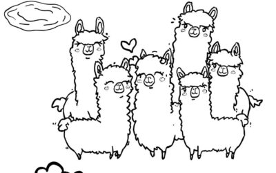 Kawaii Llama Coloring Page