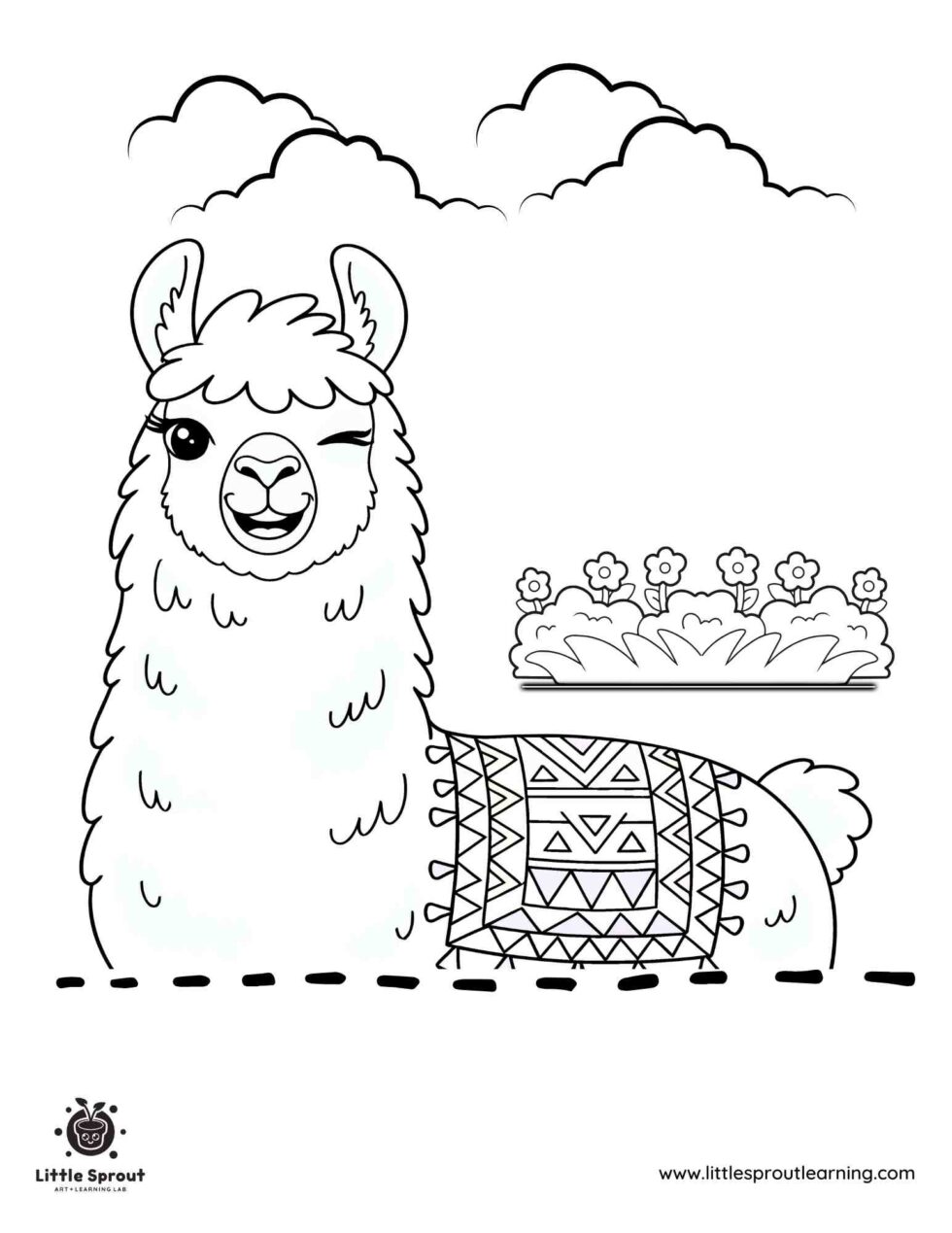 Llama Coloring Sheet - Little Sprout Art + Learning Lab