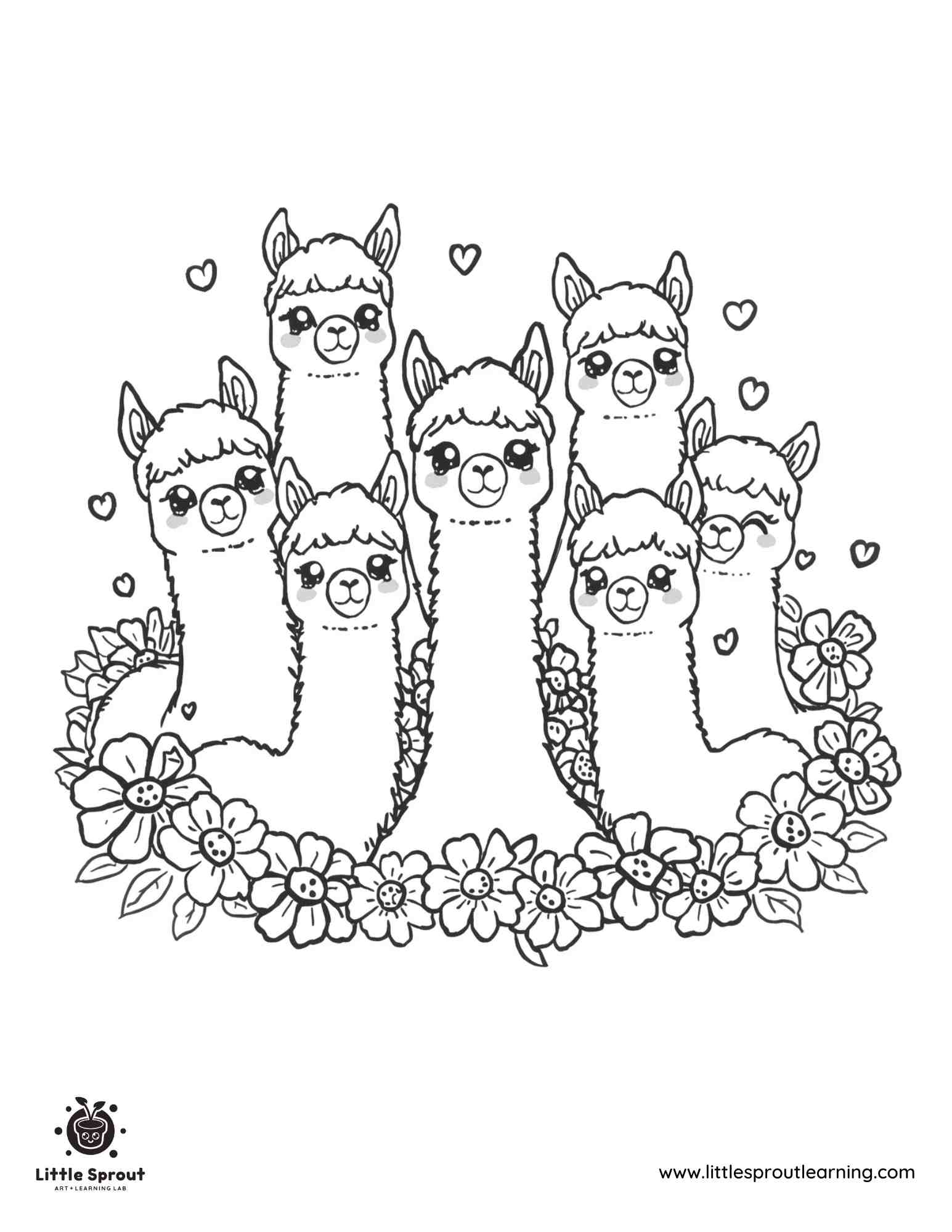Llamas Coloring Page - Little Sprout Art + Learning Lab