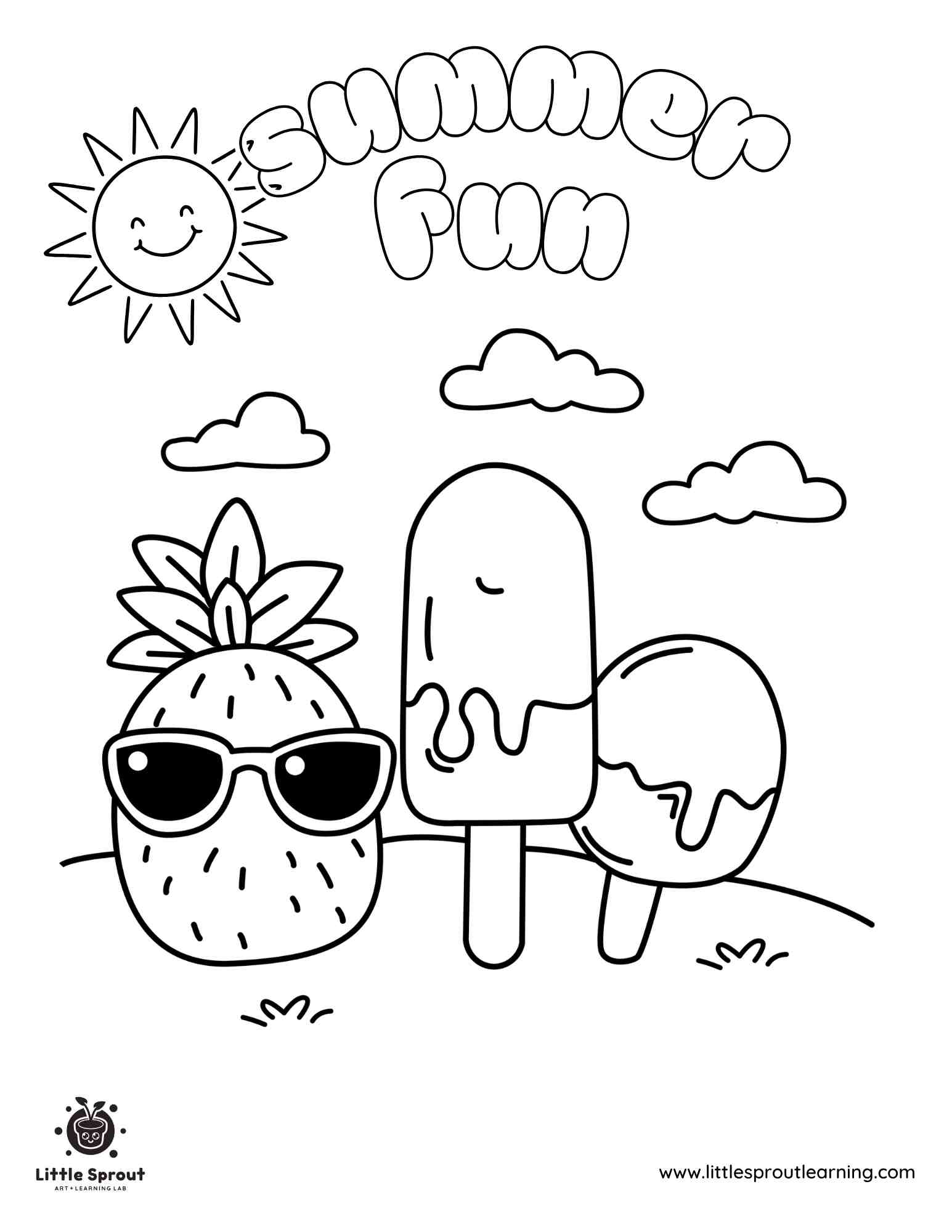 Cute Summer Kawaii Coloring Page