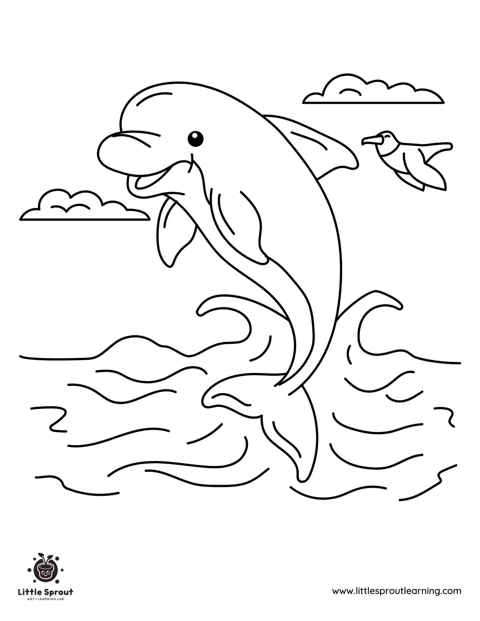 Dolphin Summer Coloring Page