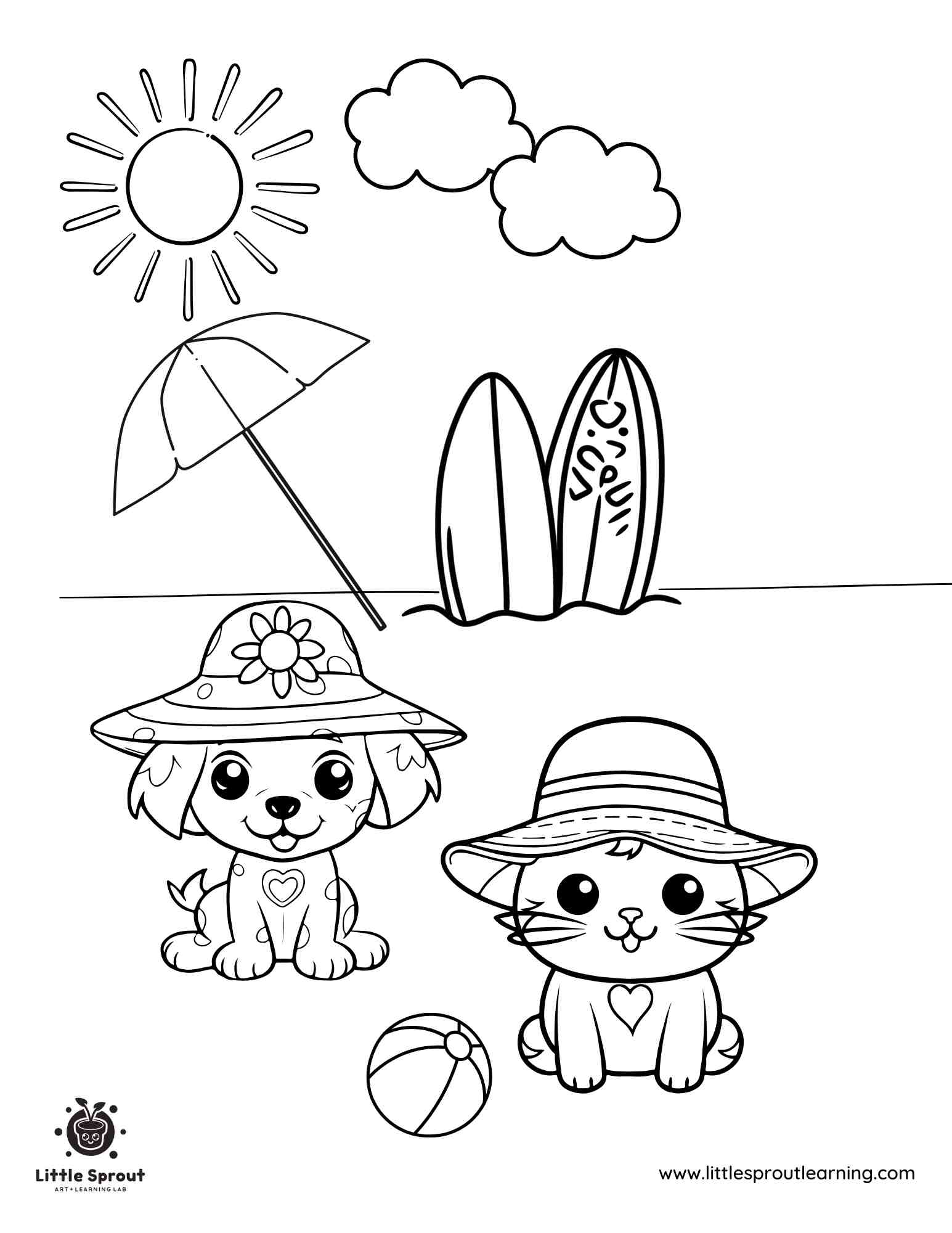 Easy Cute Summer Coloring Page