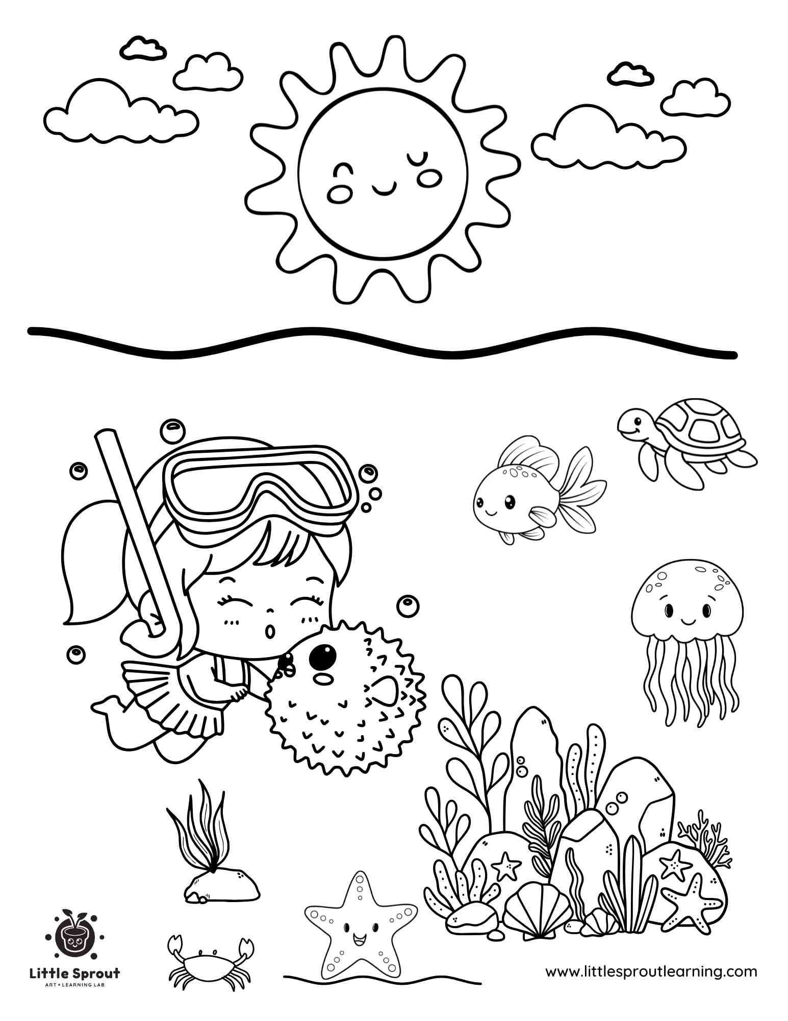 Exploring the Ocean Summer Coloring Page