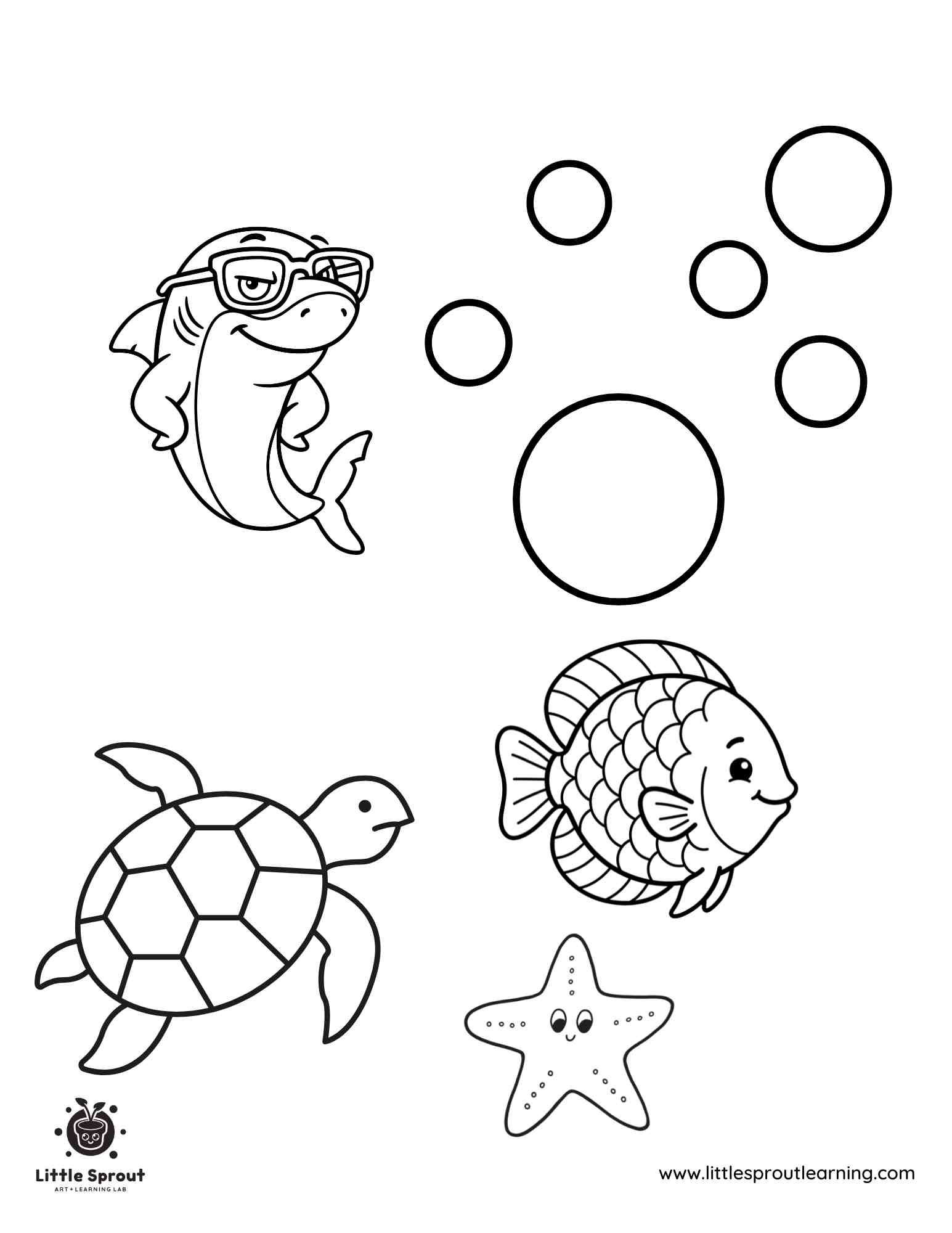 Ocean Friends Summer Coloring Page