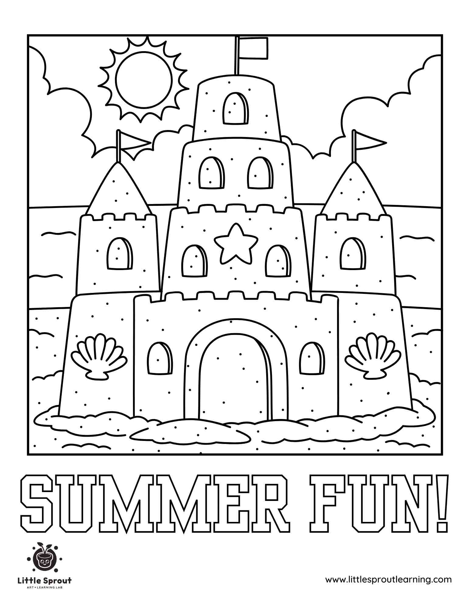 Sandcastle Summer Coloring Page